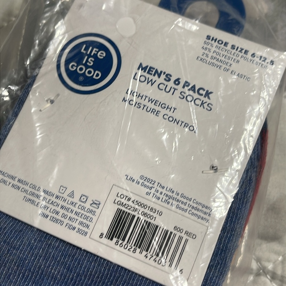 New men’s Life is Good low cut socks 6pk - Picture 2 of 6